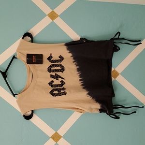 AC⚡️DC Beige & Black Ombre Sleeveless Shirt Tied Up Sides